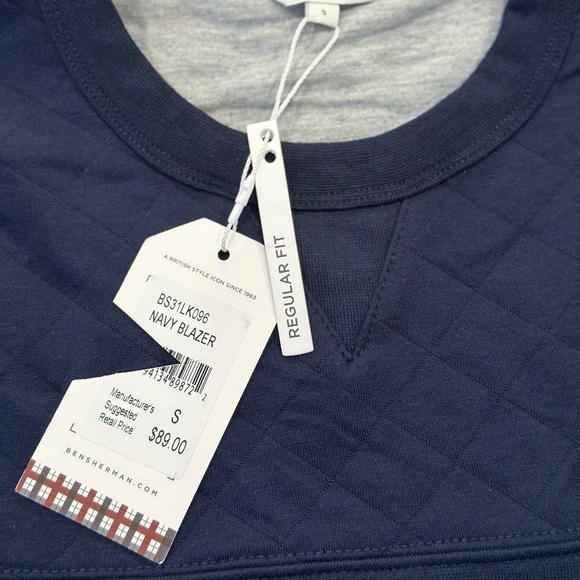 Ben Sherman Men’s Quilted Yoke Fleece Pullover - Navy Blazer - Picture 5 of 7